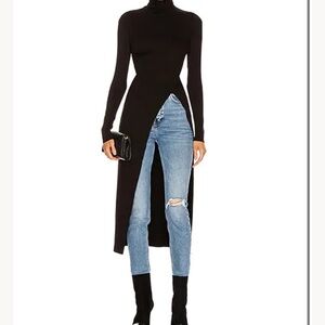 NWOT Black Long Sleeve High Slit Top